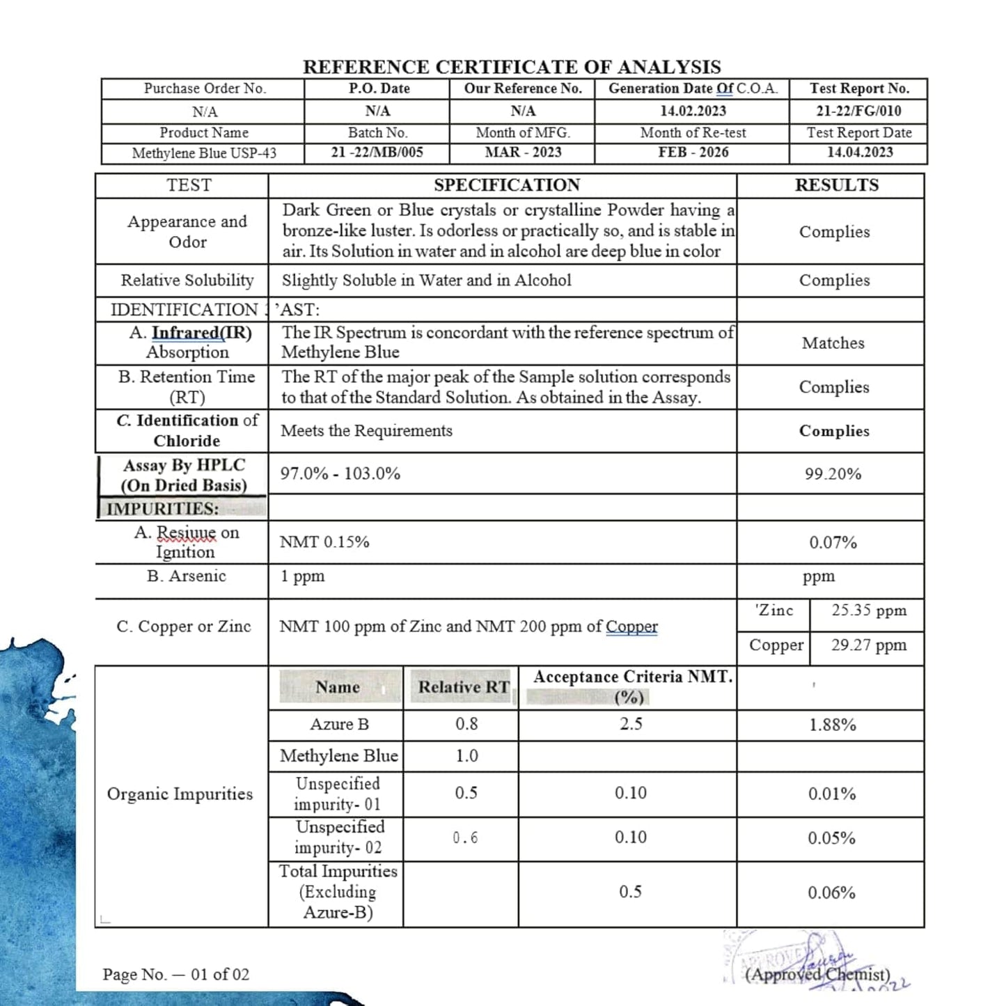 Melyos™ - Purest USP Grade - Methylene Blue