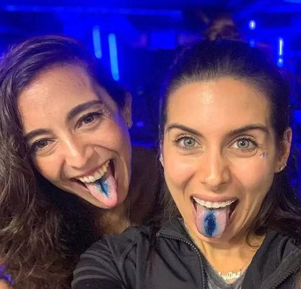 Customer showing blue tongue after methylene blue